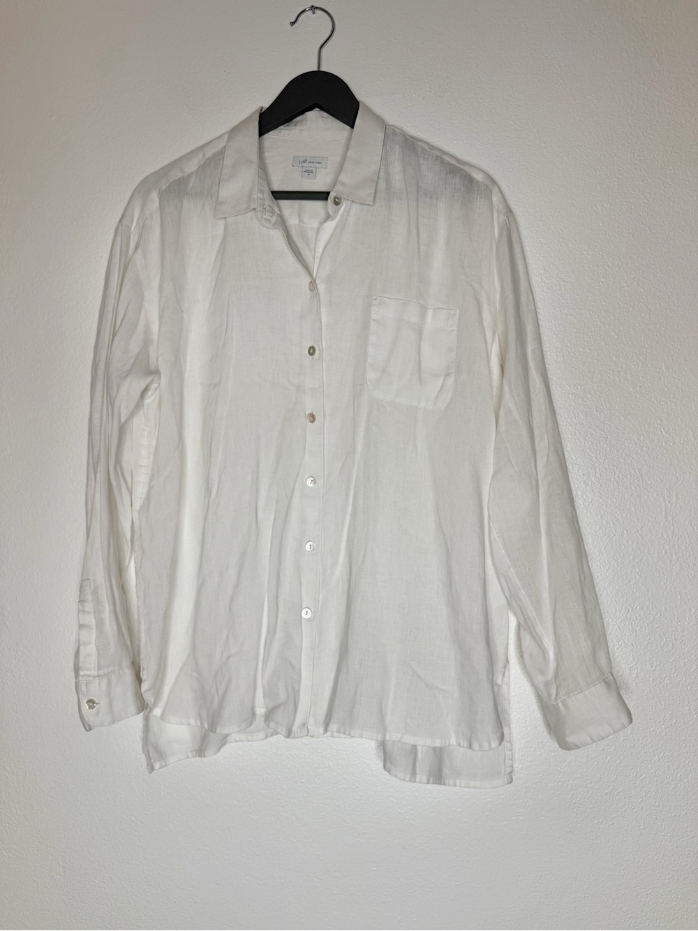 J. Jill White Love 100% Linen Button-Up Long Sleeve Shirt | Size M lagenlook - Picture 2 of 13